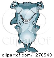 Clipart Of A Hammerhead Shark Standing Royalty Free Vector Illustration by Dennis Holmes Designs