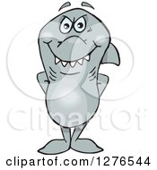 Clipart Of A Gray Shark Standing Royalty Free Vector Illustration by Dennis Holmes Designs