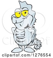 Clipart Of A Happy Seahorse Standing Royalty Free Vector Illustration