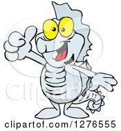 Clipart Of A Happy Seahorse Holding A Thumb Up Royalty Free Vector Illustration
