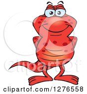 Clipart Of A Happy Red Salamander Standing Royalty Free Vector Illustration by Dennis Holmes Designs