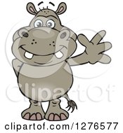 Clipart Of A Happy Hippo Waving Royalty Free Vector Illustration