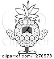Poster, Art Print Of Black And White Scared Screaming Pineapple Character