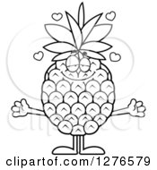 Poster, Art Print Of Black And White Sweet Pineapple Character With Open Arms