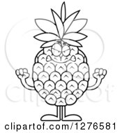 Poster, Art Print Of Black And White Mad Pineapple Character Holding Up Fists