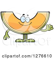 Clipart Of A Friendly Waving Cantaloupe Melon Character Royalty Free Vector Illustration
