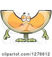 Clipart Of A Sick Cantaloupe Melon Character Royalty Free Vector Illustration