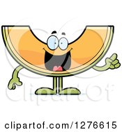 Clipart Of A Happy Cantaloupe Melon Character With An Idea Royalty Free Vector Illustration
