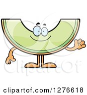 Clipart Of A Friendly Waving Honeydew Melon Character Royalty Free Vector Illustration