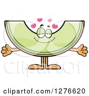 Clipart Of A Sweet Honeydew Melon Character Wanting A Hug Royalty Free Vector Illustration by Cory Thoman