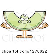 Clipart Of A Mad Honeydew Melon Character Holding Up Fists Royalty Free Vector Illustration