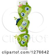 Clipart Of Cute Alien Kids Peeking Around A Sign Royalty Free Vector Illustration