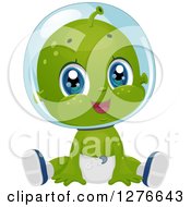 Cute Baby Boy Alien Sitting In A Diaper