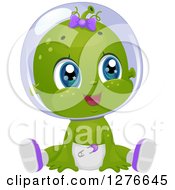 Cute Baby Girl Alien Sitting In A Diaper