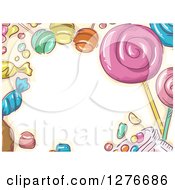 Poster, Art Print Of Sketched Candy Border Around Text Space
