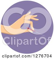 Clipart Of A Hand Holding An Acupuncture Needle In A Purple Circle Royalty Free Vector Illustration