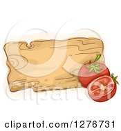 Poster, Art Print Of Sketched Wooden Board With Tomatoes