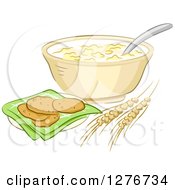 Poster, Art Print Of Oatmeal Cookies Wheat And A Bowl