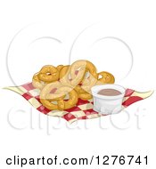 Poster, Art Print Of Soft Pretzels And Chocolate Dip On A Napkin