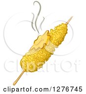 Clipart Of A Pat Of Butter Melting On Corn On The Cob Royalty Free Vector Illustration