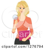 Happy Blond White Web Researcher Holding A Magnifying Glass