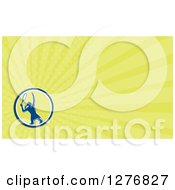 Poster, Art Print Of Retro Female Tennis Player And Yellow Rays Business Card Design