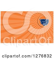 Poster, Art Print Of Retro Cougar And Orange Rays Business Card Design