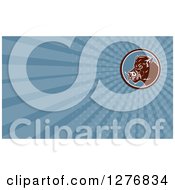 Clipart Of A Retro Boar And Blue Rays Business Card Design Royalty Free Illustration