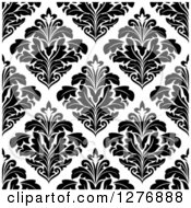 Poster, Art Print Of Seamless Patterned Background Of Black Floral Damask On White 3