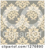 Clipart Of A Seamless Patterned Background Of Floral Damask Royalty Free Vector Illustration
