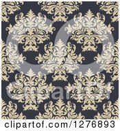 Clipart Of A Seamless Patterned Background Of Floral Damask 2 Royalty Free Vector Illustration