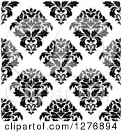 Poster, Art Print Of Seamless Patterned Background Of Black Floral Damask On White