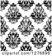 Poster, Art Print Of Seamless Patterned Background Of Black Floral Damask On White 2
