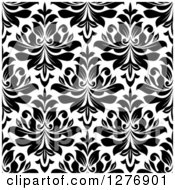 Poster, Art Print Of Seamless Patterned Background Of Black Floral Damask On White 4