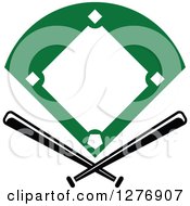 Poster, Art Print Of Baseball Diamond Field With Crossed Bats