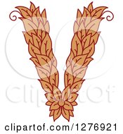 Poster, Art Print Of Floral Capital Letter V With A Flower