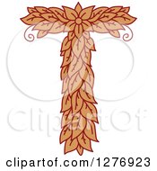 Clipart Of A Floral Capital Letter T With A Flower Royalty Free Vector Illustration