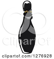 Clipart Of A Grinning Black Bowling Pin Character Royalty Free Vector Illustration