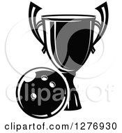 Clipart Of A Black And White Trophy And Bowling Ball Royalty Free Vector Illustration