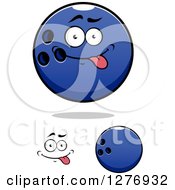 Clipart Of A Goofy Face And Blue Bowling Balls Royalty Free Vector Illustration