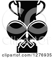 Clipart Of A Black And White Trophy Cup And Ping Pong Paddles Royalty Free Vector Illustration by Vector Tradition SM