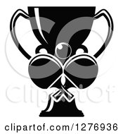 Clipart Of A Black And White Trophy Cup And A Ball Over Ping Pong Paddles Royalty Free Vector Illustration by Vector Tradition SM