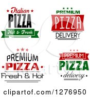 Clipart Of Red Green And White Pizza Text Designs Royalty Free Vector Illustration