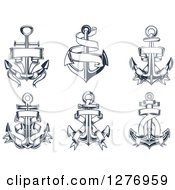 Poster, Art Print Of Navy Blue Nautical Anchors And Banners