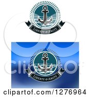 Poster, Art Print Of Nautical Anchor Designs On Blue And White Backgrounds