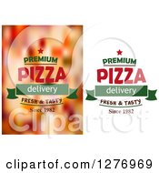 Clipart Of Premium Pizza Delivery Fresh And Tasty Since 1982 Designs Royalty Free Vector Illustration