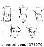 Clipart Of Black And White Male Chef Faces Royalty Free Vector Illustration
