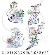 Poster, Art Print Of Brides In Periwinkle Dresses