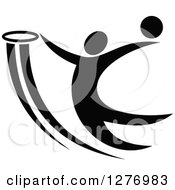 Clipart Of A Black And White Basketball Player Dunking Royalty Free Vector Illustration