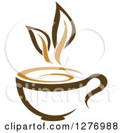 Clipart Of A Leafy Brown Tea Cup 23 Royalty Free Vector Illustration